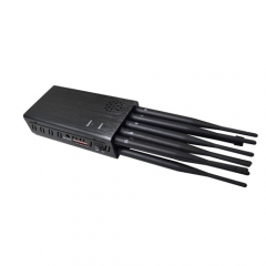 The Latest 10 Antennas Plus Portable Jammer Mobile Phone 2G/3G/4G + LOJACK + GPSL1 + WiFi(2.4G, 5.8G) Signal Blocker with Bigger Hot Sink & Battery