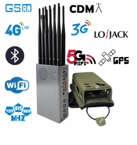 2019 New Handheld WIFI 5G Jammer with 12 Antennas Plus 8.4Watt Mobile Phone Signal Jammer Up to 20m