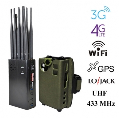 10 Antennas CellPhone GSM 4G WIFI GPS UHF VHF Jammer With Nylon Case