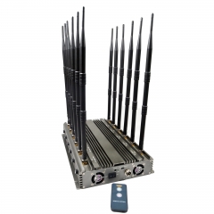 12 Antennas 70W Powerful Cellphone WIFI GPS LOJACK UHF VHF signal Jammer with Remote control jamming up to 80m