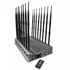 108 Watt World First 16 bands All-in-one Powerful cellphone WIFI 5G GPS LOJACK UHF VHF signal Jammer with 16 Antennas indoor using Adjustable With Infrared Remote Control jamming up to 100M